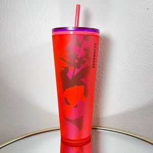 Starbucks Red Floral Frosted Soft Touch Tumbler